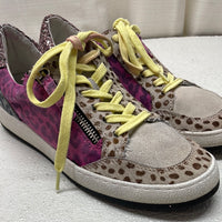 Dolce Vita Multi Pattern Tennis Shoes With Pink Glitter Accents Ladies 6.5