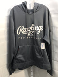 Rawlings Grey and White Pro Baseball Hoodie Mens L