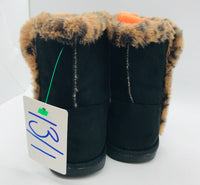 Black Fuzzy Boots With Brown Lining Girls 13/1