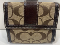 Coach Wallet Classic Signature Brown Bifold with Coin Pouch on Back LT WEAR AROUND EDGES