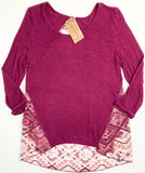 NWT Red Camel Shirt Sheer Burgundy with Accented Bottom Ladies Medium