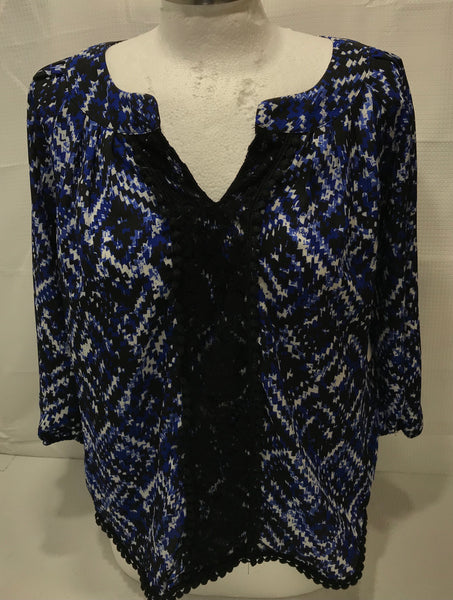 MyMichelle Blue and White Pattern Shirt Ladies M