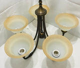 TESTED 5 Light Chandelier Upward Facing with 1 Center Light Facing Down