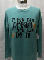 Time and Tru Blue "If You Can Dream..." Disney Long Sleeve Shirt Ladies S