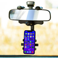 Over the Rear View Mirror Phone Mounting Bracket  Black Plastic