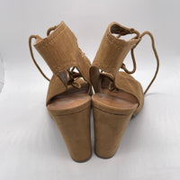 *SHOWS WEAR* Indigo Rd Tan Leather Strappy Lace Heels Ladies 10M