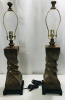 Wooden Swirl Lamp Set 2pcs TESTED