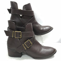 Breckelle's Brown Faux Leather Ankle Boots With Buckle's Ladies 8.5